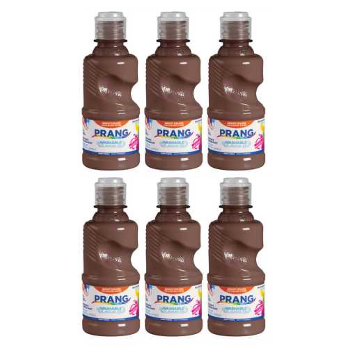 Washable Tempera Paint, 8 oz Bottle, Brown, Set of 6