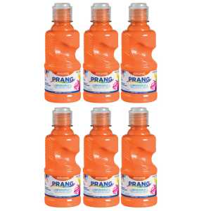Washable Tempera Paint, 8 oz Bottle, Orange, Set of 6