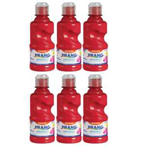 Washable Tempera Paint, 8 oz Bottle, Red, Set of 6