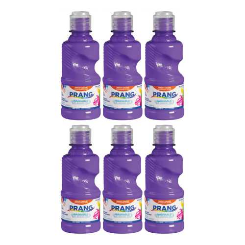 Washable Tempera Paint, 8 oz Bottle, Violet, Set of 6