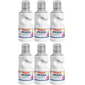 Washable Tempera Paint, 8 oz Bottle, White, Set of 6