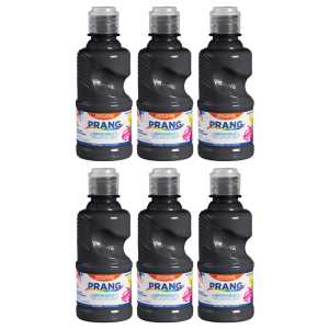 Washable Tempera Paint, 8 oz Bottle, Black, Set of 6