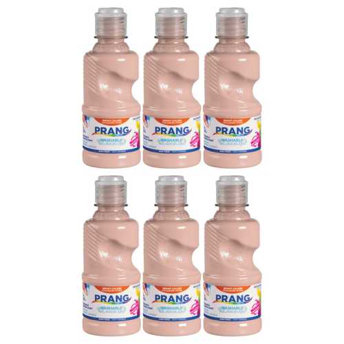 Washable Tempera Paint, 8 oz Bottle, Peach, Set of 6