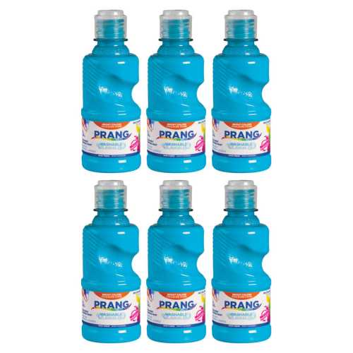 Washable Tempera Paint, 8 oz Bottle, Turquoise, Set of 6