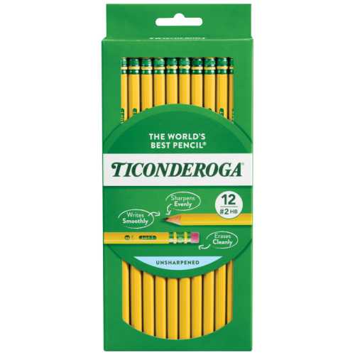 Wooden #2 Pencils, Yellow, Pre-Sharpened, 12 Count