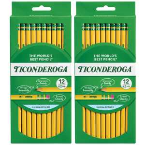 Yellow #2 HB Wooden Pencils, 12 Count, 2 Pack