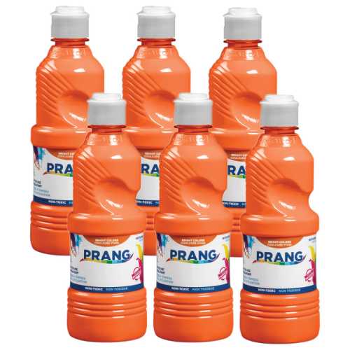 Ready-to-Use Tempera Paint, Orange, 16 oz, Pack of 6
