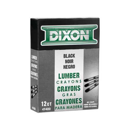 Lumber Crayons, Carbon Black, 1/2 x 4.5 in, Dozen