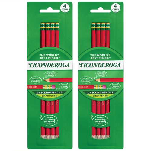 Crimson Red Erasable Checking Pencils, 4 Count, 2 Pack