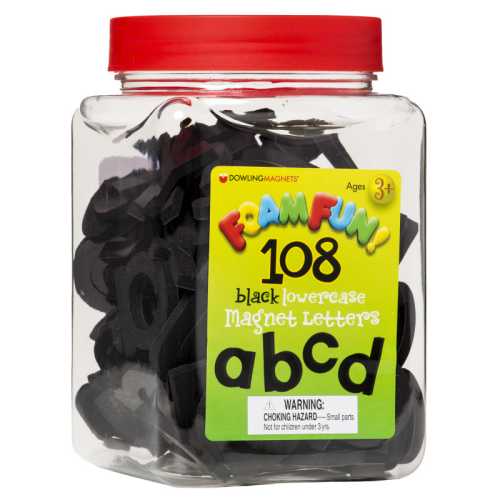 Foam Fun!&trade; Lowercase Black Magnetic Letters, 108 Pieces