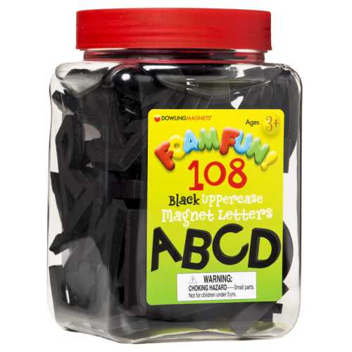 Foam Fun!&trade; Uppercase Black Magnetic Letters, 108 Pieces