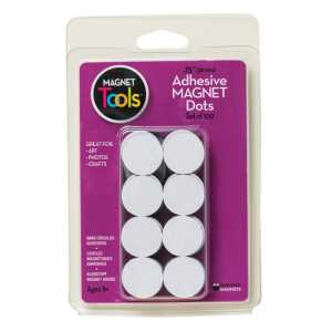 Adhesive Magnet Dots, 3/4 in, Pack of 100