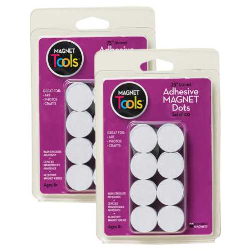 Adhesive Magnet Dots, 3/4 in, Pack of 200