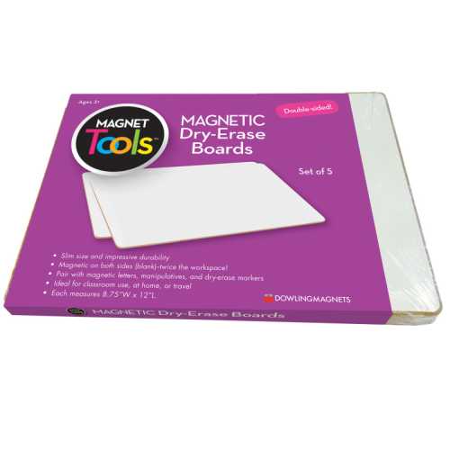 Double-Sided Magnetic Dry-Erase Boards, Blank, Set of 5