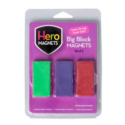 Large Block Magnets, Assorted Colors, Set of 3