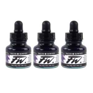 FW Acrylic Ink, Indigo, 29.5ml, Pack of 3