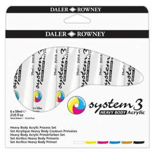 System3 Acrylic Paint, Heavy Body, Starter Set, Assorted Colors, 59ml, 6 Pieces