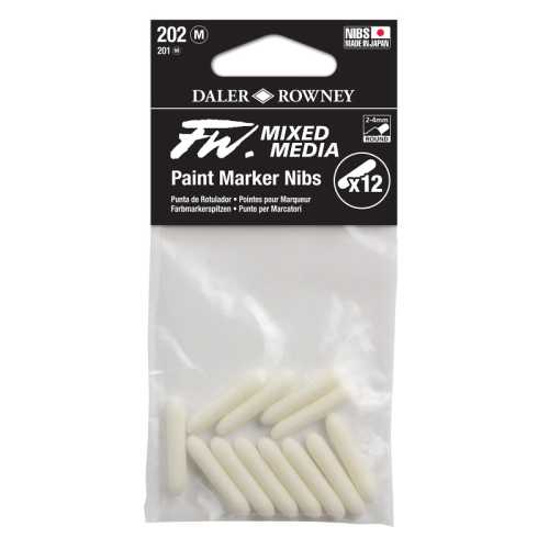 FW Ink Marker Replacement Nibs, Medium Round Tip, 2-4 mm, 12 Count