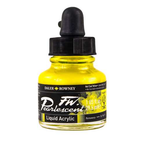 FW Acrylic Ink, Pearlescent Hot Cool Yellow, 29.5 mL