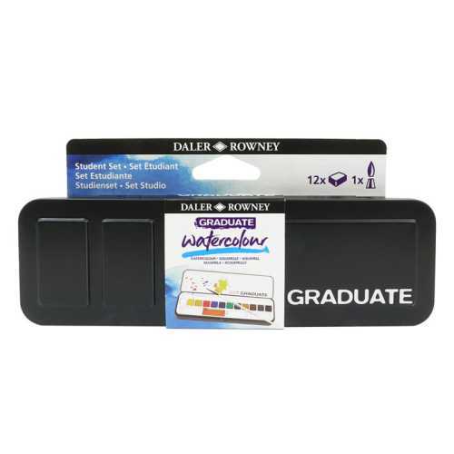 Graduate Watercolor Paint Half Pan Travel Set, Assorted Colors, 12 Pieces