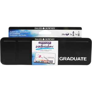 Graduate Watercolor Paint Half Pan Travel Set, Assorted Colors, 24 Pieces