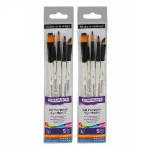 Graduate Watercolor Detail Brush Set, Synthetic, 5 Pieces Per Set, 2 Sets