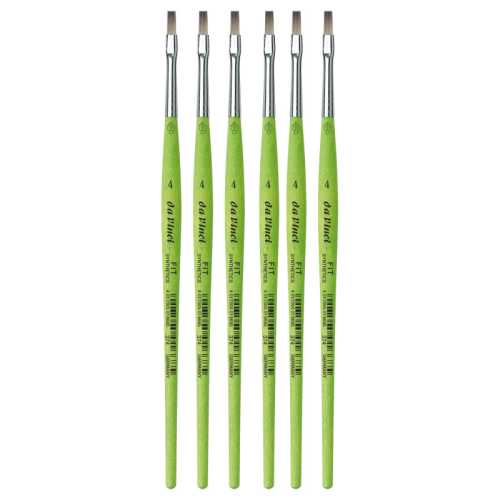 FIT Synthetics Student Brush, Synthetic, Acrylic & Tempera, Flat, Series 374, Size 4, Pack of 6