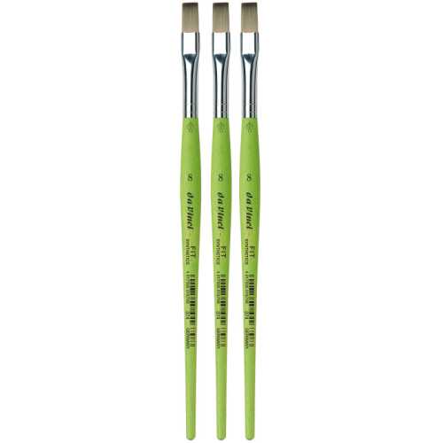 FIT Synthetics Student Brush, Synthetic, Acrylic & Tempera, Flat, Series 374, Size 8, Pack of 3