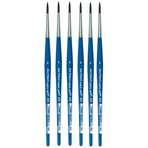 FORTE BASIC Student Brush, Synthetic, Acrylic, Round, Series 393, Size 4, Pack of 6
