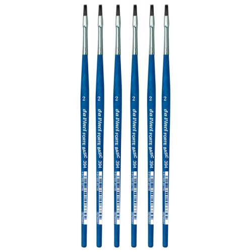 FORTE BASIC Student Brush, Synthetic, Acrylic, Flat, Series 394, Size 2, Pack of 6