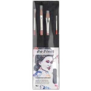 COSMOTOP-SPIN Watercolor Brushes, Synthetic, Assorted, 4 Brush Set in Black Cloth Carrying Bag