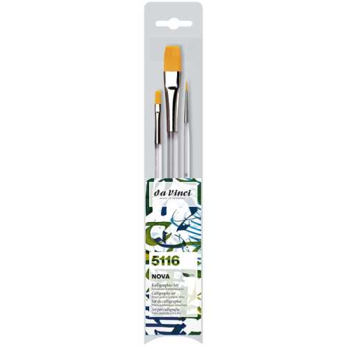 NOVA Lettering & Calligraphy Brushes, Synthetic, All Paint Types, Assorted, 3 Brush Set