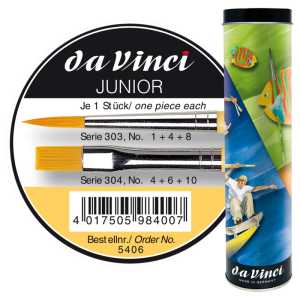 JUNIOR Synthetics Student Brushes, Synthetic, Acrylic & Tempera, Assorted, 6 Brush Set in Tin