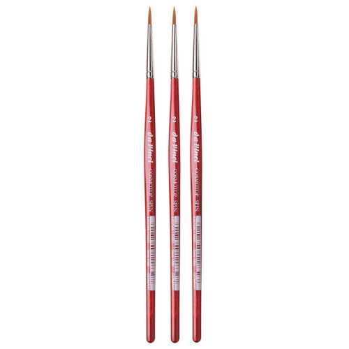 COSMOTOP-SPIN Silkpainting Brush, Synthetic, Watercolor, Round, Size 2, Pack of 3