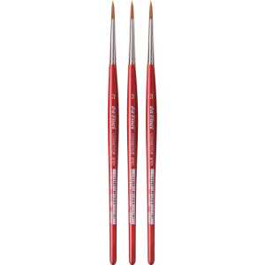 COSMOTOP-SPIN Silkpainting Brush, Synthetic, Watercolor, Round, Size 3, Pack of 3