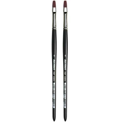 TOP-ACRYL Bright Red-Brown Brush, Synthetic, Acrylic & Oil, Flat, Series 7185K, Size 4, Pack of 2