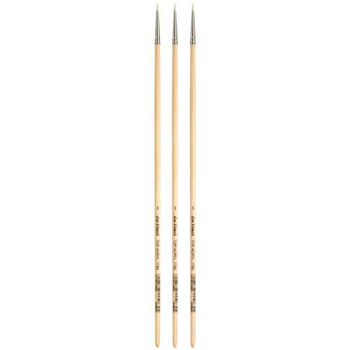 TOP-ACRYL White Brush, Synthetic, Acrylic & Oil, Round, Series 7782, Size 1, Pack of 3