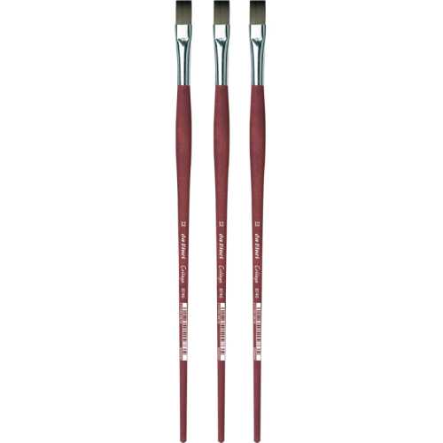 COLLEGE Student Brush, Synthetic, Acrylic & Oil, Flat, Series 8740, Size 12, Pack of 3