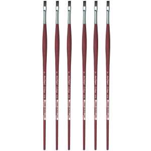 COLLEGE Student Brush, Synthetic, Acrylic & Oil, Flat, Series 8740, Size 6, Pack of 6