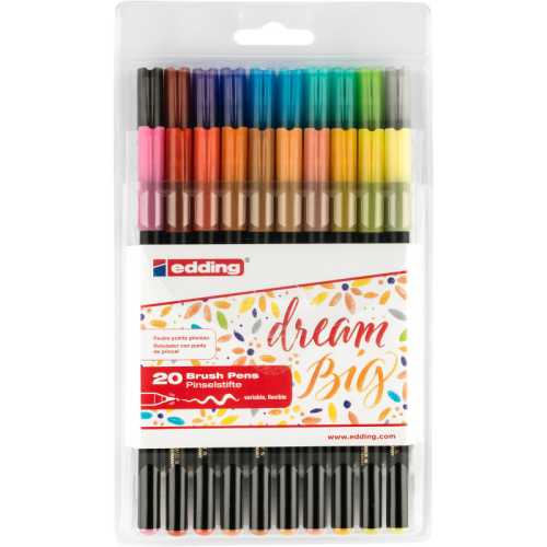 1340 Series Brush Pen Lettering Starter Set, Assorted Colors, Set of 20