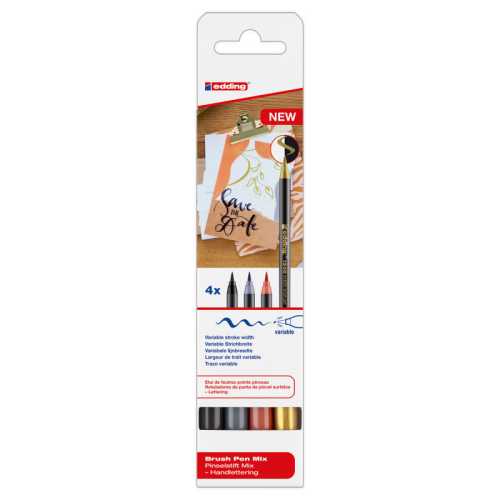 1340 Series Metallic Brush Pens, Assorted Colors, Set of 4
