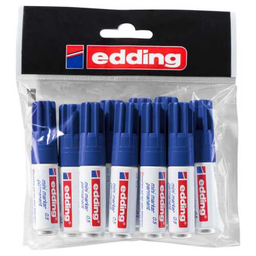 Mini Permanent Markers, Blue, Set of 10