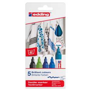 4500 Series Textile Marker, Cool Colors, Set of 5
