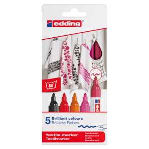 4500 Series Textile Marker, Warm Colors, Set of 5