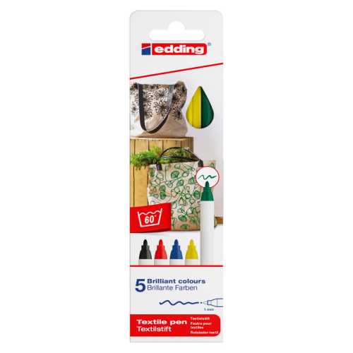 4600 Series Textile Pen, Basic Colors, Set of 5