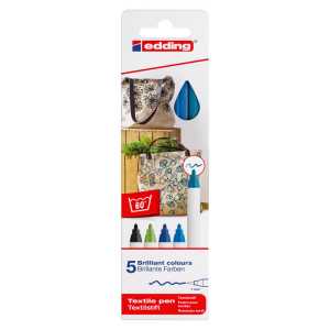 4600 Series Textile Pen, Cool Colors, Set of 5