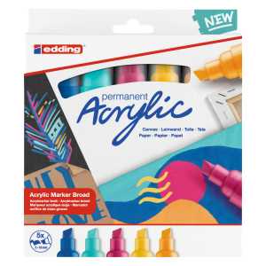 5000 Series Acrylic Marker, Broad Tip, Abstract Colors, Set of 5