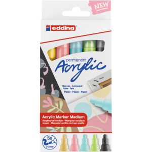 5100 Series Acrylic Paint Marker, Medium Tip, Pastel Colors, Set of 5