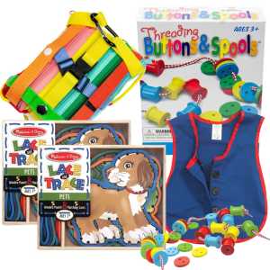 Fine Motor Skills & Dexterity Activity Kit for Seniors &ndash; Buttoning, Zipping, Lacing & Sensory Coordination Tools