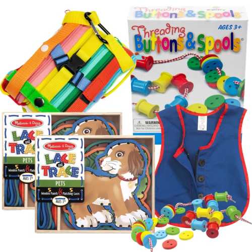 Fine Motor Skills & Dexterity Activity Kit for Seniors &ndash; Buttoning, Zipping, Lacing & Sensory Coordination Tools